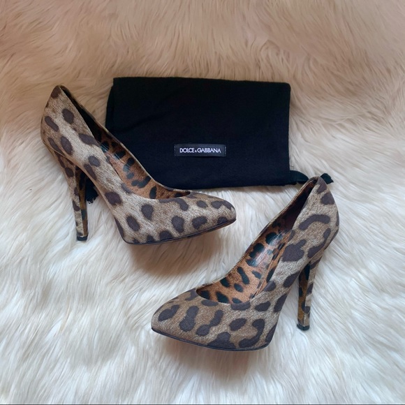 Dolce & Gabbana Shoes - DOLCE & GABBANA Animal Print Canvas Platform Pumps